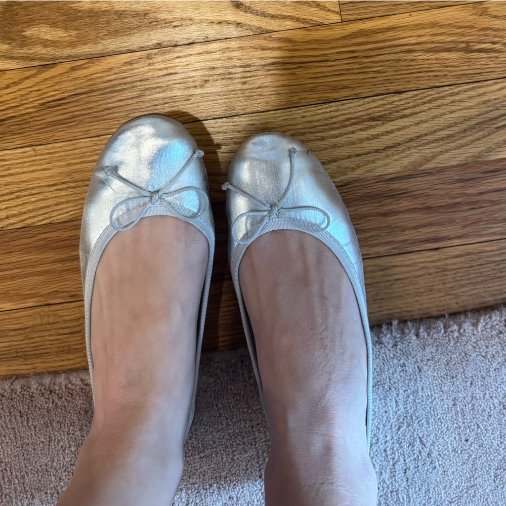 Silver Ballet Flats